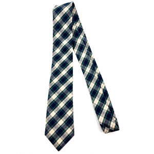 ROOSTER Blue Green Plaid Cotton Narrow Tie 2.5x54"